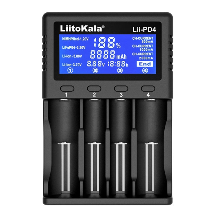 LiitoKala Lii-PD4 Nickel-Hydrogen Charger for Li-ion/IMR LiFePO4 26650,21700,20700, 18650, 18490, 18350, 17670, 17500, 16340(RCR123), 14500, 10440