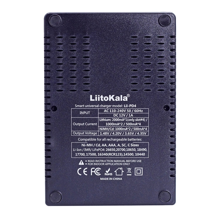 LiitoKala Lii-PD4 Caricabatterie al nichel-idrogeno per Li-ion/IMR LiFePO4 26650,21700,20700, 18650, 18490, 18350, 17670, 17500, 16340(RCR123), 14500, 10440