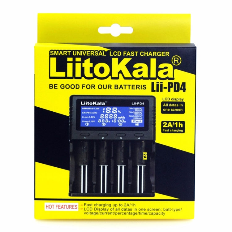 LiitoKala Lii-PD4 Caricabatterie al nichel-idrogeno per Li-ion/IMR LiFePO4 26650,21700,20700, 18650, 18490, 18350, 17670, 17500, 16340(RCR123), 14500, 10440