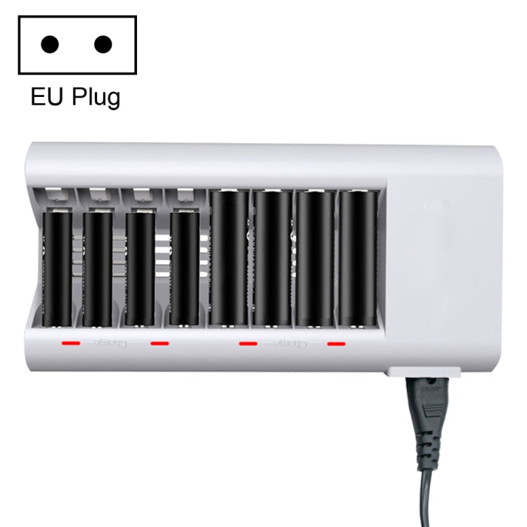 100-240V 8-Slot AA &amp; AAA Battery Charger, EU Plug