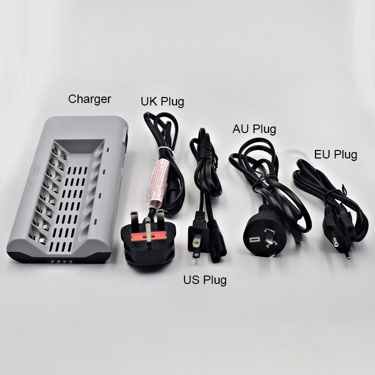 Caricabatterie 8 slot per batterie AA e AAA 100-240V UK