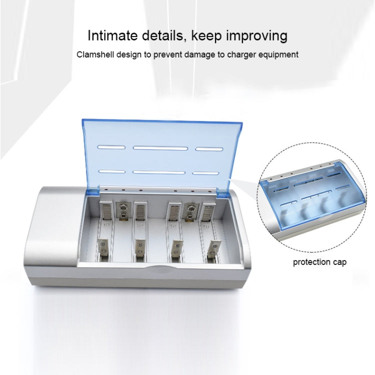 Caricabatteria CA 100-240 V a 4 slot per batterie AA, AAA e C/D, spina AU