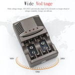 Caricabatteria 4 slot per batterie AA, AAA e Ni-MH 9V