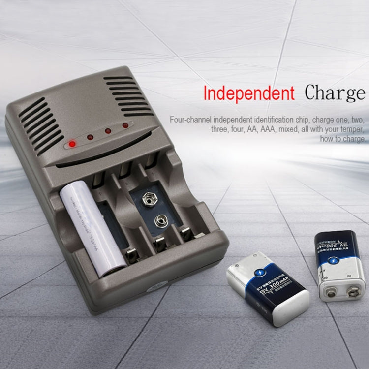 Caricabatterie 4 slot per batterie AA, AAA e Ni-MH 9V