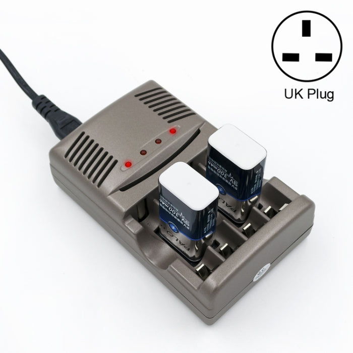 Caricabatteria CA 100-240 V a 4 slot per batterie AA, AAA e Ni-MH da 9 V, presa UK