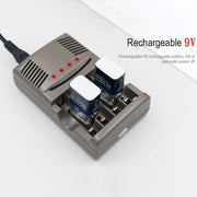 Caricabatteria CA 100-240 V a 4 slot per batterie AA, AAA e Ni-MH da 9 V, presa UK