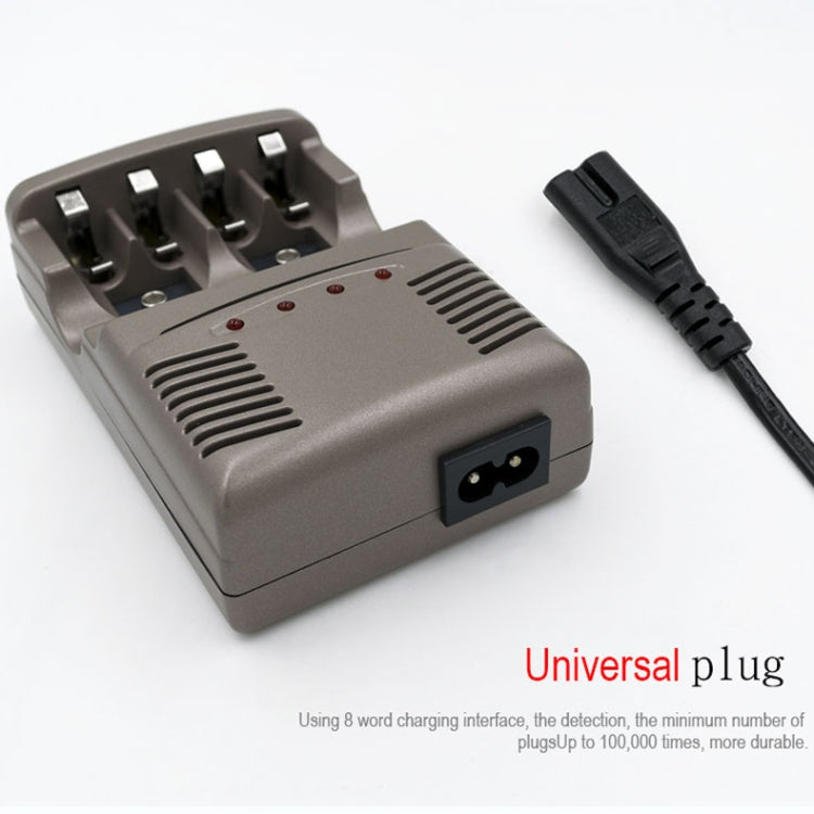 DC 100-240V 4-Slot Battery Charger for AA, AAA and 9V Ni-MH Batteries, US Plug