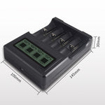 Caricabatterie micro USB 4 slot per batterie 3,7 V con LCD