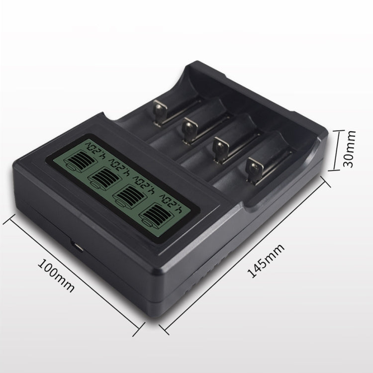 Caricabatteria micro USB a 4 slot per batteria agli ioni di litio da 3,7 V, con display LCD