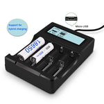 Caricabatterie micro USB 4 slot per batterie 3,7 V con LCD