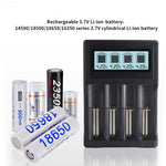 Caricabatterie micro USB 4 slot per batterie 3,7 V con LCD