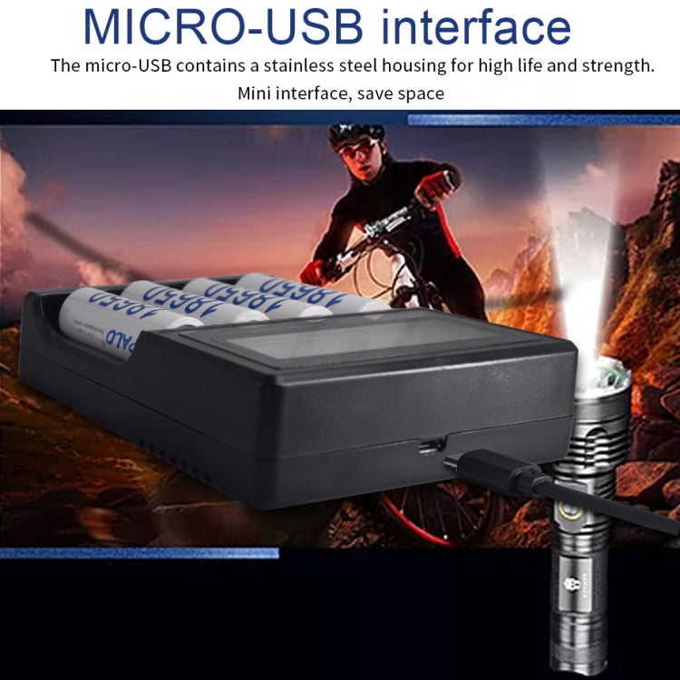 Caricabatterie micro USB 4 slot per batterie 3,7 V con LCD