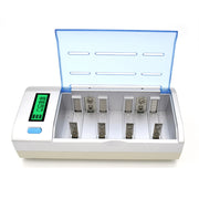 100-240V 4-Slot AC Charger for AA, AAA and C/D Batteries with LCD Display, EU Plug