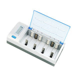 Caricabatterie 4 slot per batterie AA AAA C D con display LCD