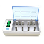 Caricabatterie 4 slot per batterie AA AAA C D con display LCD
