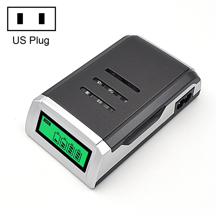 100-240V 4 Slots AC Charger for AA and AAA Batteries with LCD Display, US Plug