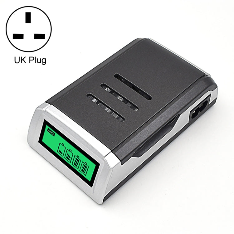 100-240V 4 Slots AC Charger for AA and AAA Batteries with LCD Display, UK Plug