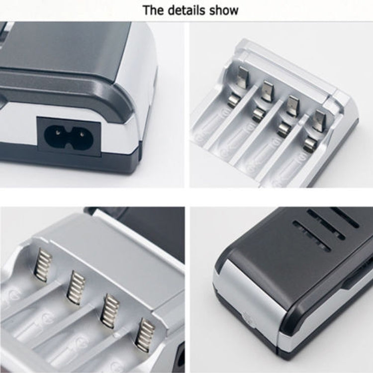 Caricabatteria CA 100-240 V a 4 slot per batterie AA e AAA, con display LCD, spina UK