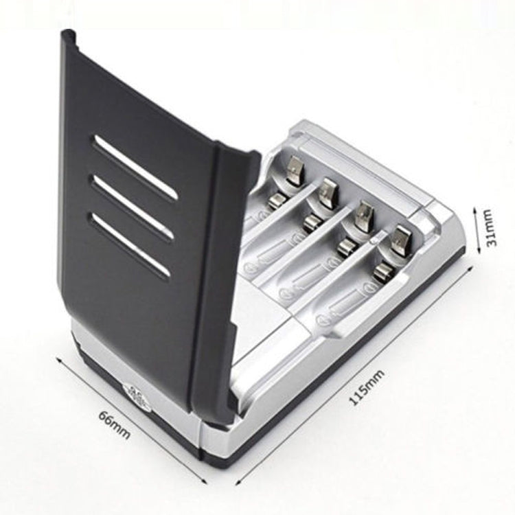 Caricabatteria CA 100-240 V a 4 slot per batterie AA e AAA, con display LCD, presa americana