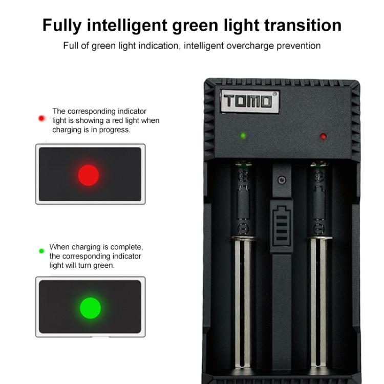Caricabatterie USB intelligente TOMO V6-2 per batterie ricaricabi