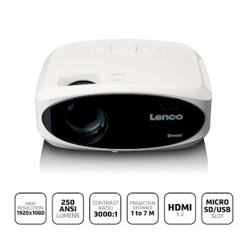 Full HD 1080P LCD projector with Bluetooth White