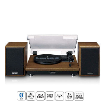 Turntable with Bluetooth reception and two wooden speakers