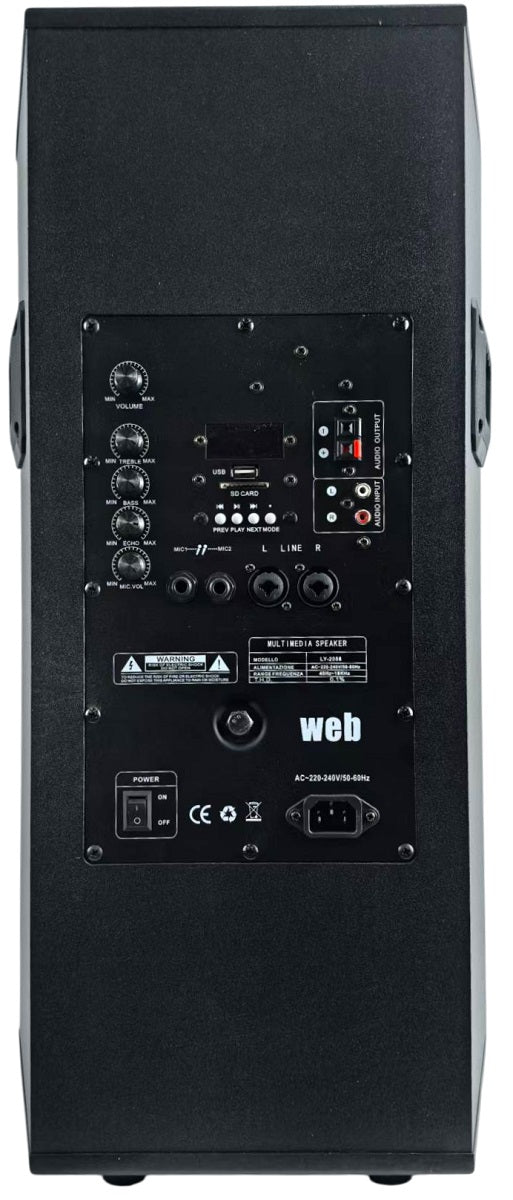 Coppia casse acustiche amplificate 300W woofer 2x8" Bluetooth/USB/Scheda SD 8053323556640 LY-2088