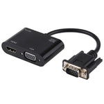 Convertitore adattatore HDTV 2 in 1 da VGA a HDMI + VGA a 15 pin con audio
