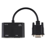 Convertitore adattatore HDTV 2 in 1 da VGA a HDMI + VGA a 15 pin con audio