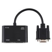 Convertitore adattatore HDTV 2 in 1 da VGA a HDMI + VGA a 15 pin con audio