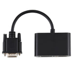 Convertitore adattatore HDTV 2 in 1 da VGA a HDMI + VGA a 15 pin con audio