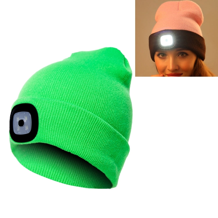 Cappello invernale unisex in maglia di poliacrilonitrile caldo, berretto per adulti con 4 luci a LED, batteria a bottone, Button Battery