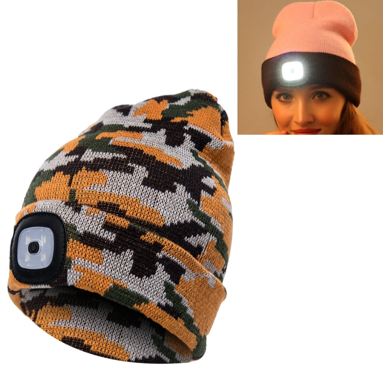 Cappello invernale unisex in maglia di poliacrilonitrile caldo, berretto per adulti con 4 luci a LED, batteria a bottone, Button Battery