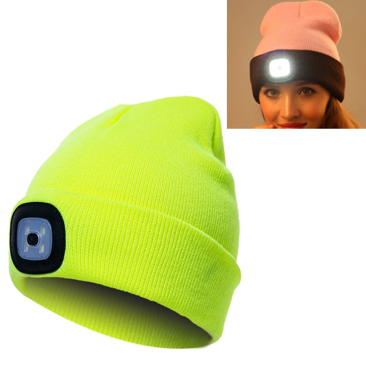 Cappello invernale unisex in maglia di poliacrilonitrile caldo, berretto per adulti con 4 luci a LED, batteria a bottone, Button Battery