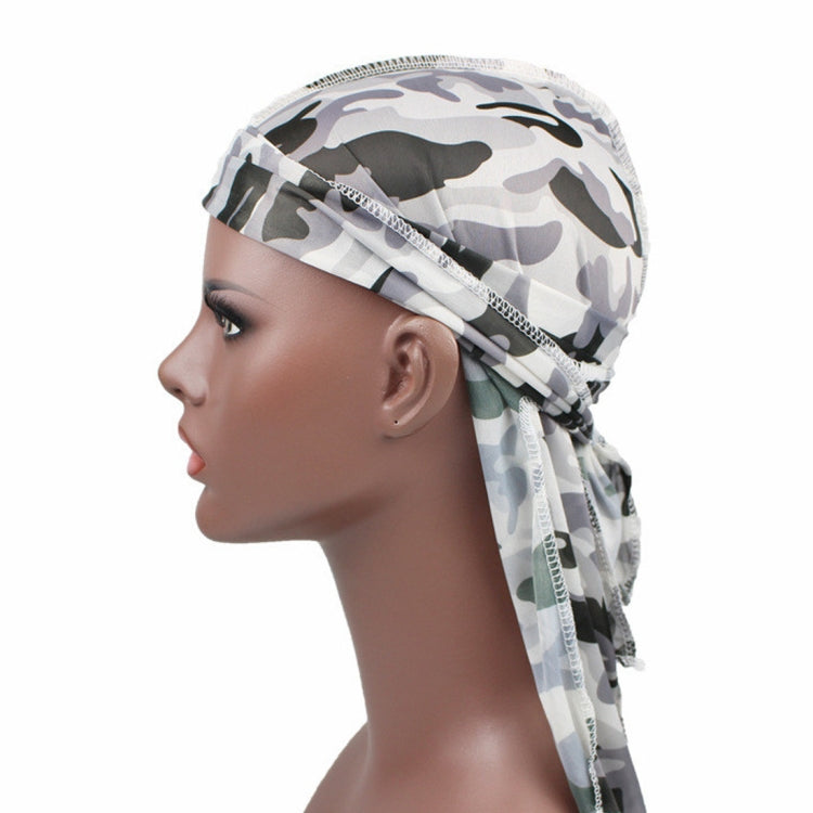 w-4 Berretto turbante con cappello da pirata a coda lunga con stampa mimetica