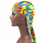 w-1 Cappello da turbante con cappello da pirata a coda lunga con stampa mimetica