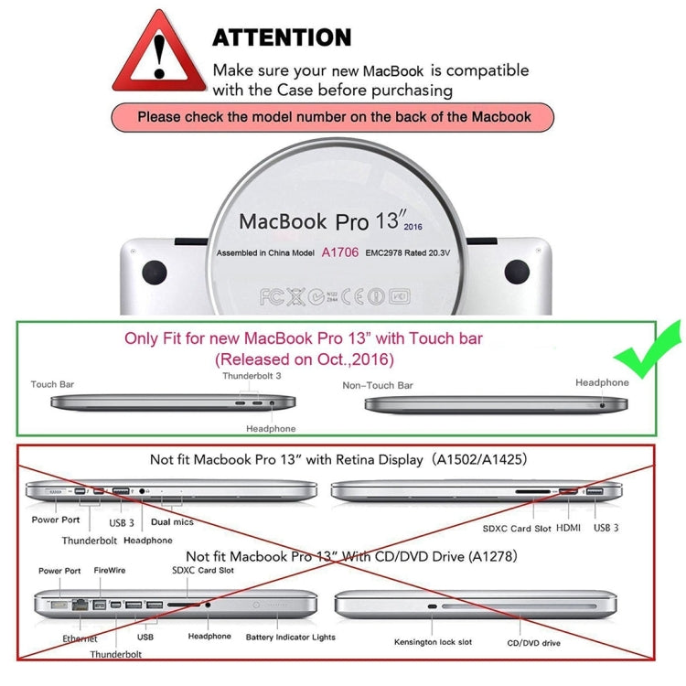 ENKAY Hat-Prince 2 in 1 Custodia protettiva in plastica rigida satinata + Versione USA Cover protettiva per tastiera in TPU ultrasottile per il nuovo MacBook Pro 2016 da 13,3 pollici con Touchbar (A1706)