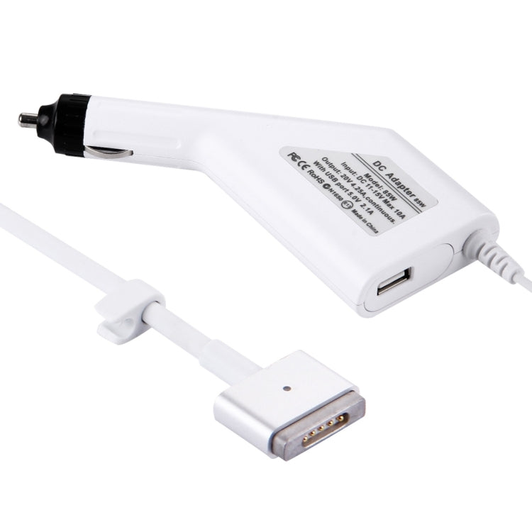 Caricabatteria da auto MagSafe 2 stile T da 85 W 20 V 4,25 A 5 pin con 1 porta USB per Apple MacBook A1398 / A1424 / MC975 / MC976 / ME664 / ME665, lunghezza: 1,7 m, 85W 20V 4.25A