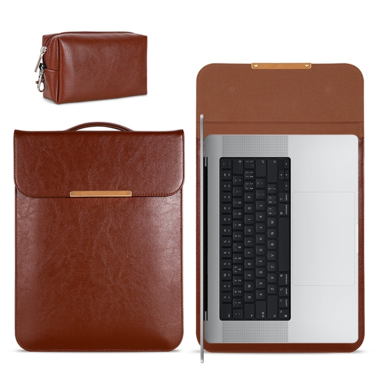 Borsa foderata in pelle PU 2 in 1 per laptop da 13,3 pollici con custodia per mouse