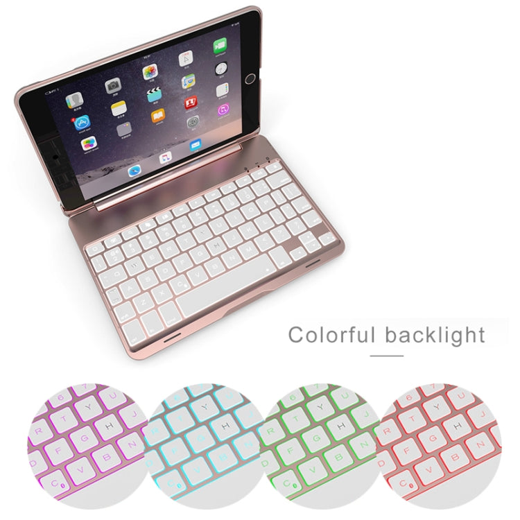 F8SM + Custodia per tablet con tastiera Bluetooth retroilluminata colorata in versione portatile per iPad mini 4 / mini 5