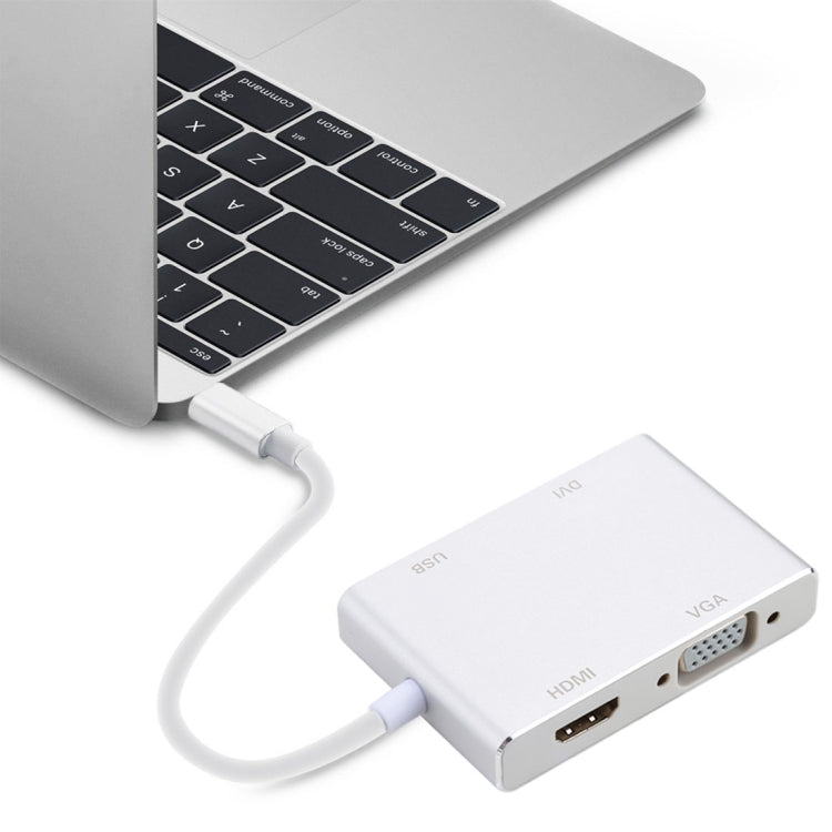 Hub 4 in 1 USB-C a VGA, DVI, HDMI e USB