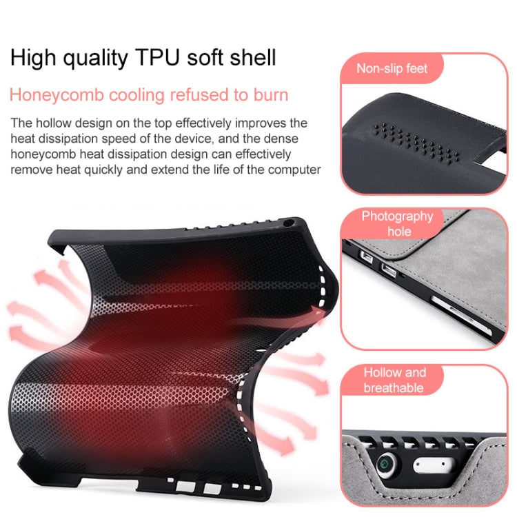 Per Microsoft Surface Pro 7/7+ Custodia in pelle con vibrazione orizzontale magnetica in microfibra di agnello + Borsa per alimentatore con slot per penna e supporto, Case + Power Supply Bag