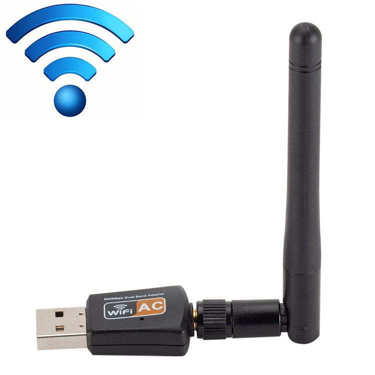 Adattatore WIFI USB dual band CA da 600 Mbps 2,4 GHz + 5 Hz con antenna