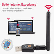 Adattatore WIFI USB dual band CA da 600 Mbps 2,4 GHz + 5 Hz con antenna
