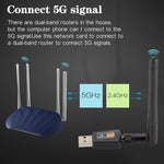 Adattatore WIFI USB dual band CA da 600 Mbps 2,4 GHz + 5 Hz con antenna