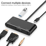 Convertitore da USB-C a HDMI VGA USB 3.0 PD 4K 1080P