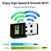 Adattatore WIFI USB dual band CA da 600 Mbps