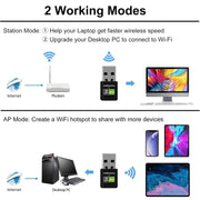 Adattatore WIFI USB dual band CA da 600 Mbps