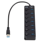 Espansione multi hub USB 3.0 ad alta velocità a 7 porte con switch per PC e laptop, Hub Expansion