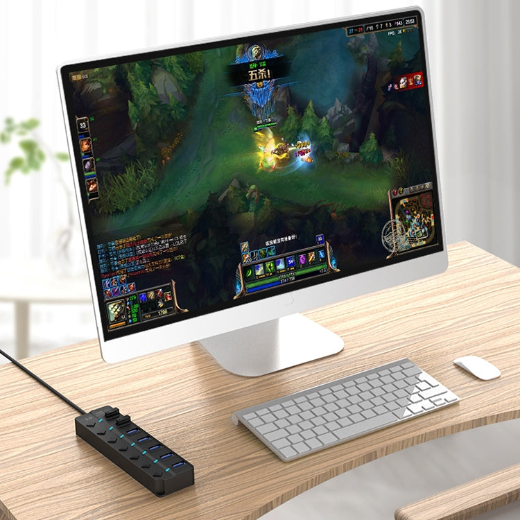 Espansione multi hub USB 3.0 ad alta velocità a 7 porte con switch per PC e laptop, Hub Expansion